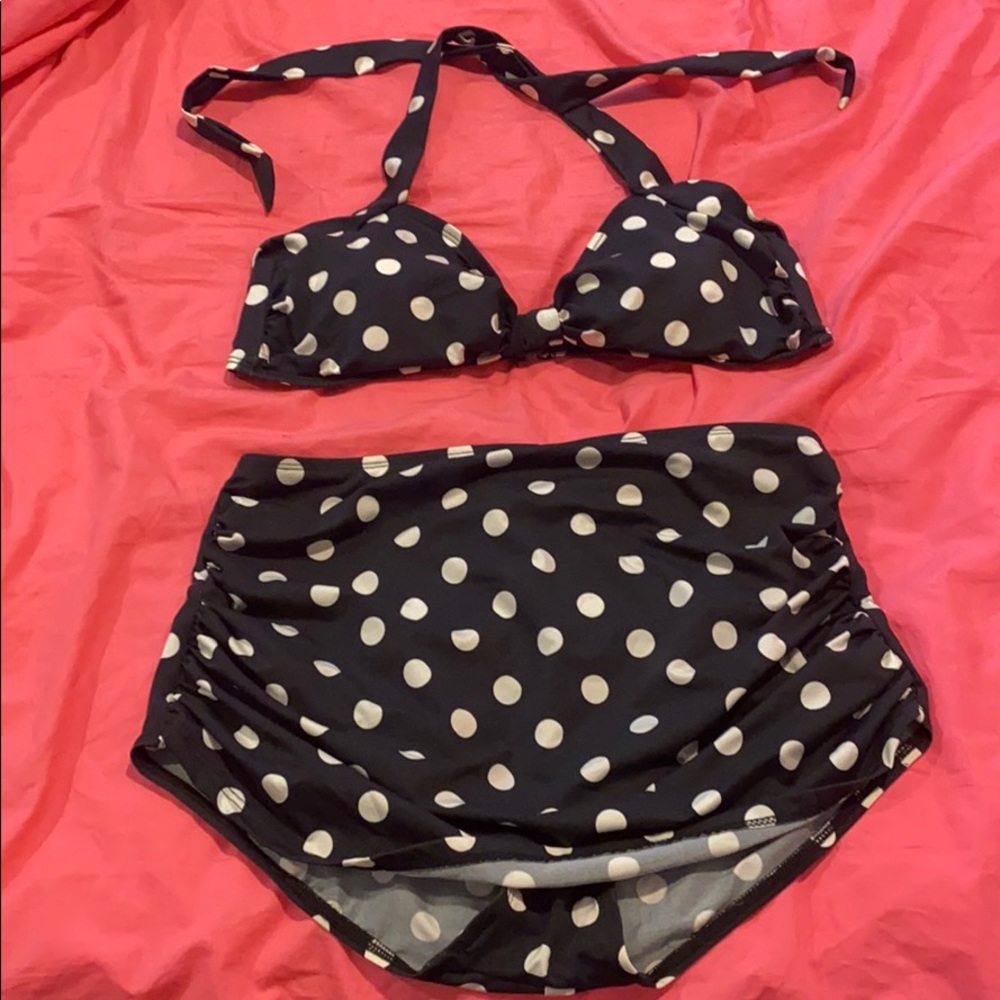Vintage polka dot high waisted swim suit